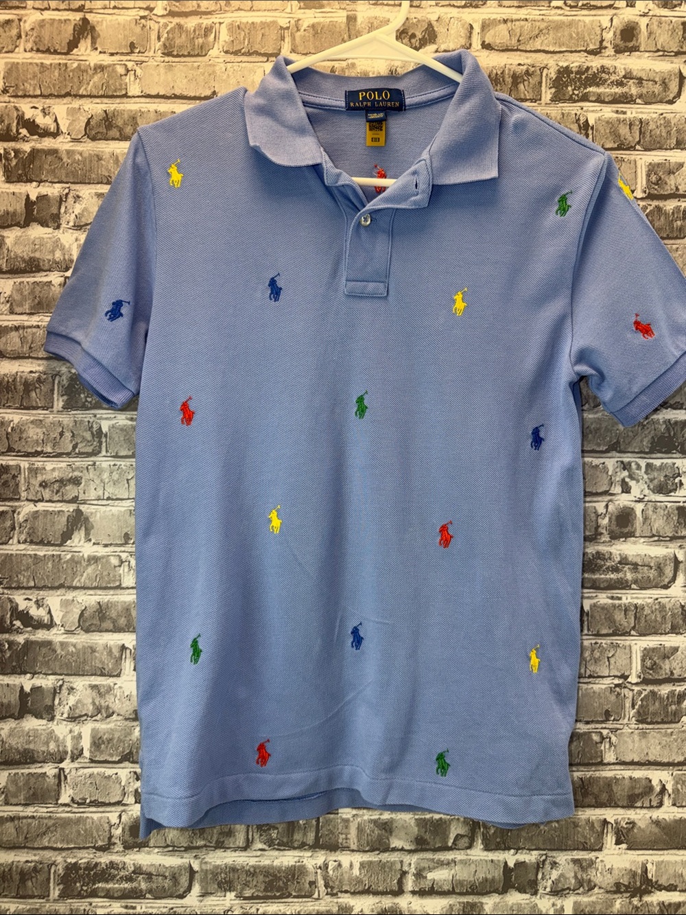Polo by Ralph Lauren Light Blue Polo Shirt with Multi-Color Pony Embroidery